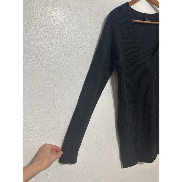 Theory Lightweight Soft Wool Tunic V-Neck Sweater M Black Designer Quite Luxury - Picture 2 of 13